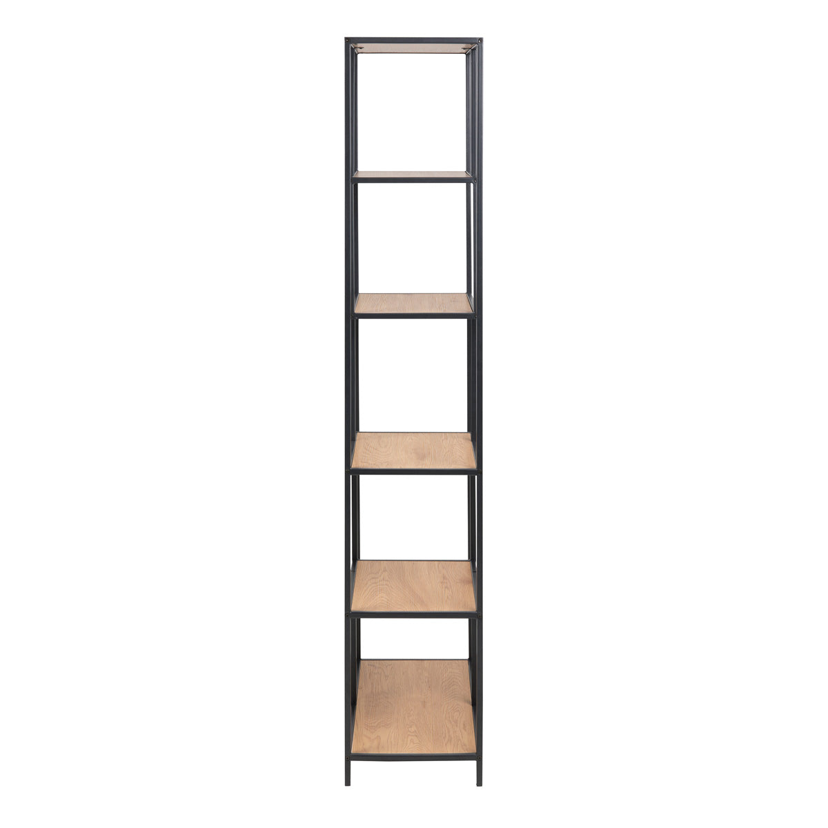 Metal Bookcase Tall in Black With 5 Shelves - Seaford