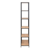 Metal Bookcase Tall in Black With 5 Shelves - Seaford