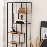 Metal Bookcase Tall in Black With 5 Shelves - Seaford