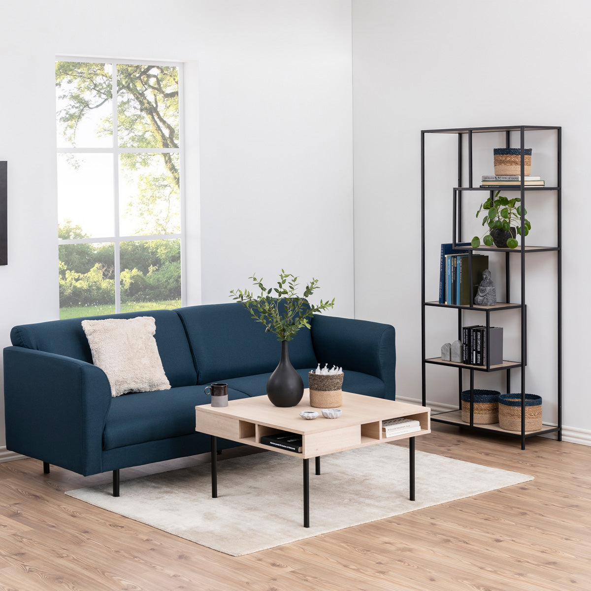 Metal Bookcase Tall in Black With 5 Shelves - Seaford