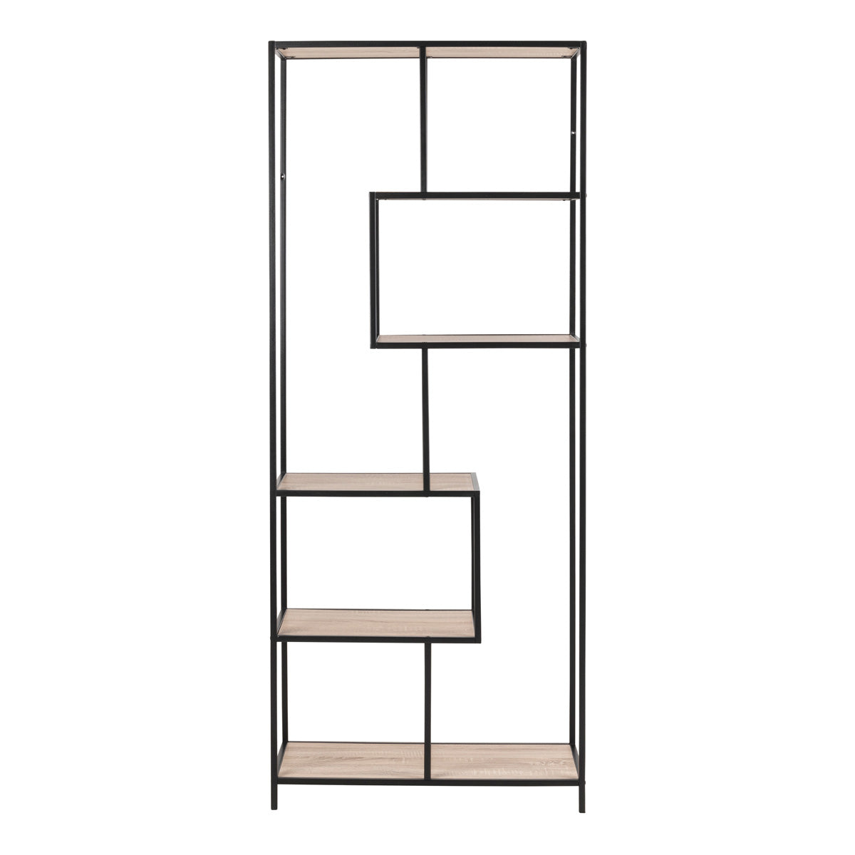 Metal Bookcase Tall in Black With 5 Shelves - Seaford
