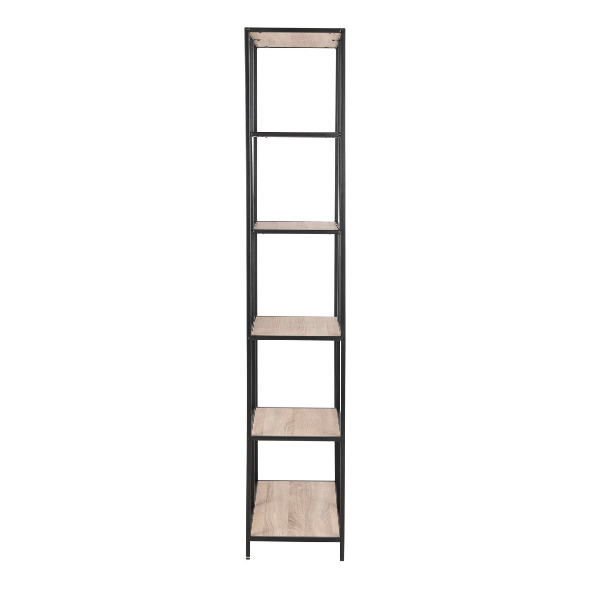 Metal Bookcase Tall in Black With 5 Shelves - Seaford