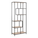 Metal Bookcase Tall in Black With 5 Shelves - Seaford
