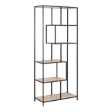 Metal Bookcase Tall in Black With 5 Shelves - Seaford