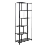 Metal Bookcase Tall in Black With 5 Shelves - Seaford
