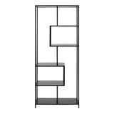 Metal Bookcase Tall in Black With 5 Shelves - Seaford