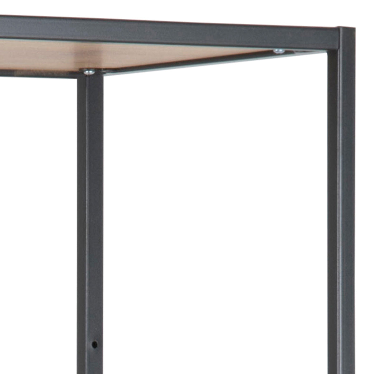 Metal Bookcase Tall in Black With 5 Wooden Shelves - Seaford