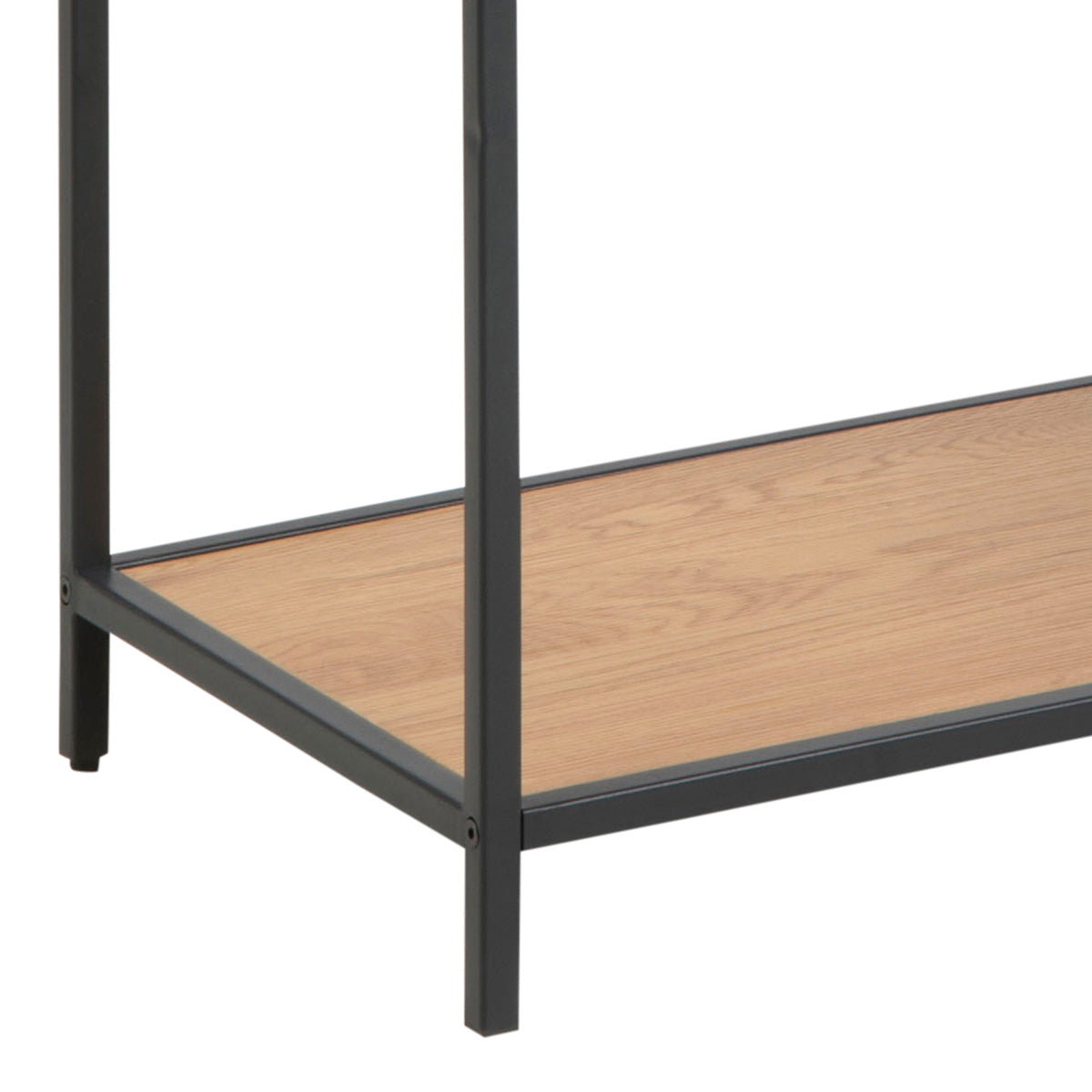Metal Bookcase Tall in Black With 5 Wooden Shelves - Seaford