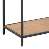 Metal Bookcase Tall in Black With 5 Wooden Shelves - Seaford