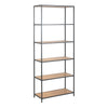 Metal Bookcase Tall in Black With 5 Wooden Shelves - Seaford