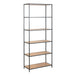 Metal Bookcase 77cm Wide Tall in Black With 5 Wooden Shelves - Seaford