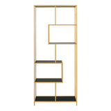 Metal Bookcase Tall in Gold With 5 Shelves - Seaford