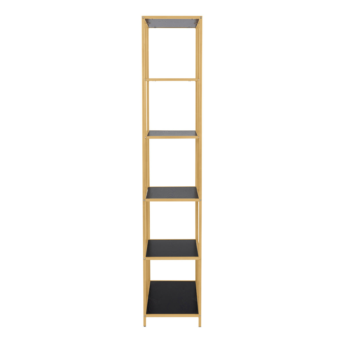 Metal Bookcase Tall in Gold With 5 Shelves - Seaford