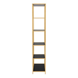Metal Bookcase Tall in Gold With 5 Shelves - Seaford