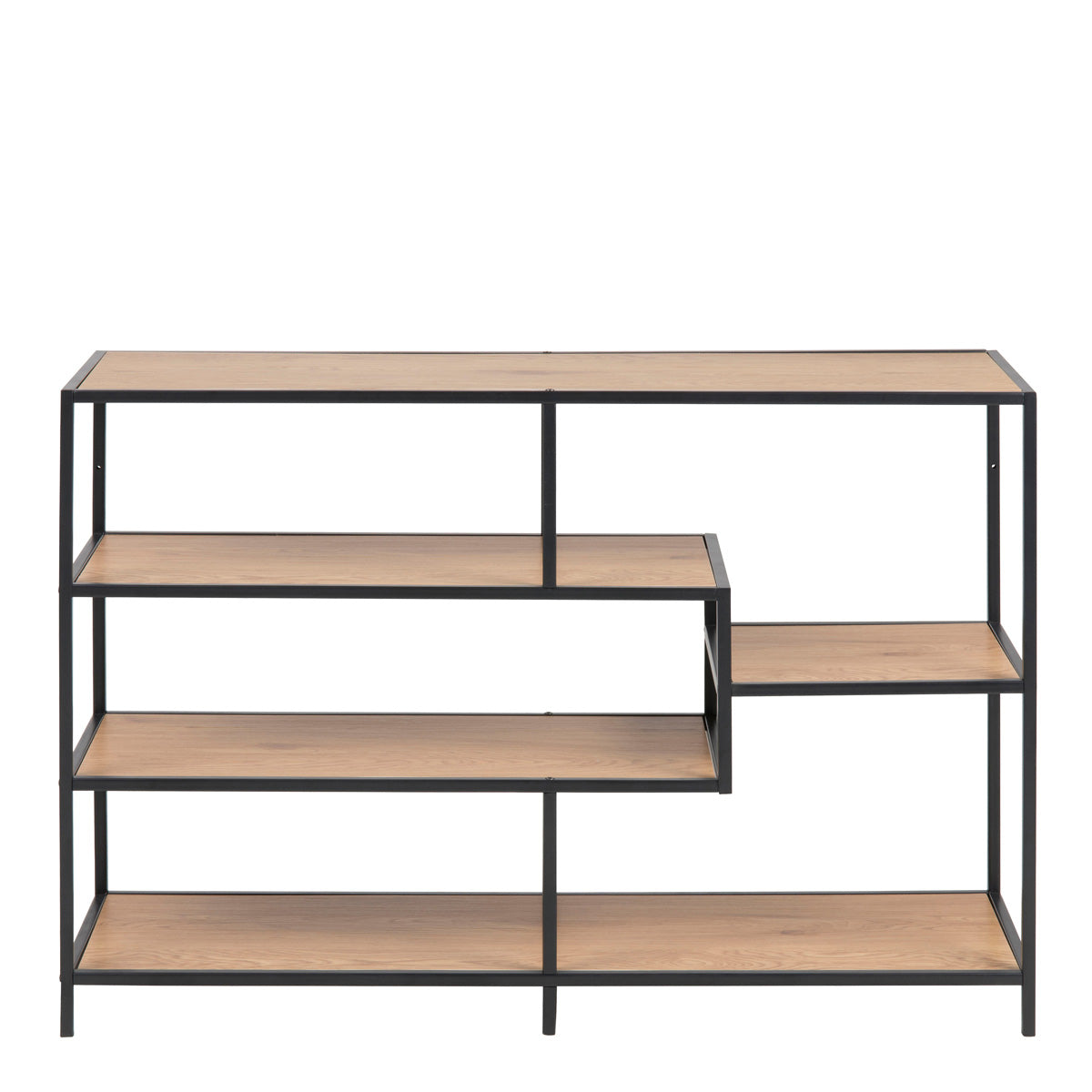 Metal Bookcase Wide in Black With 4 Shelves - Seaford