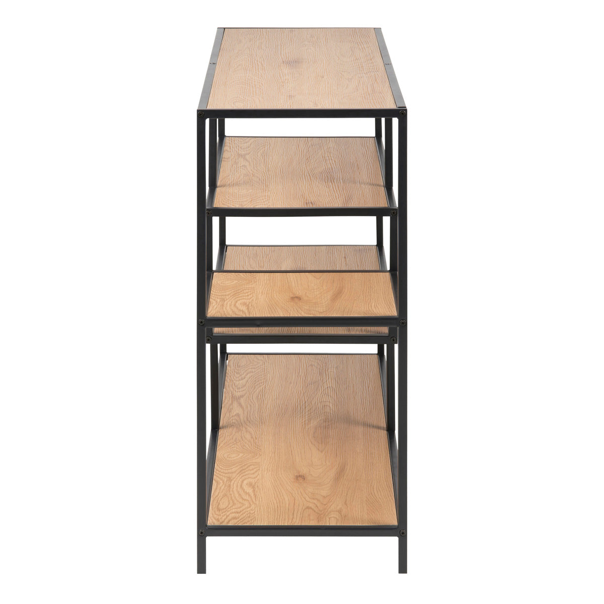 Metal Bookcase Wide in Black With 4 Shelves - Seaford
