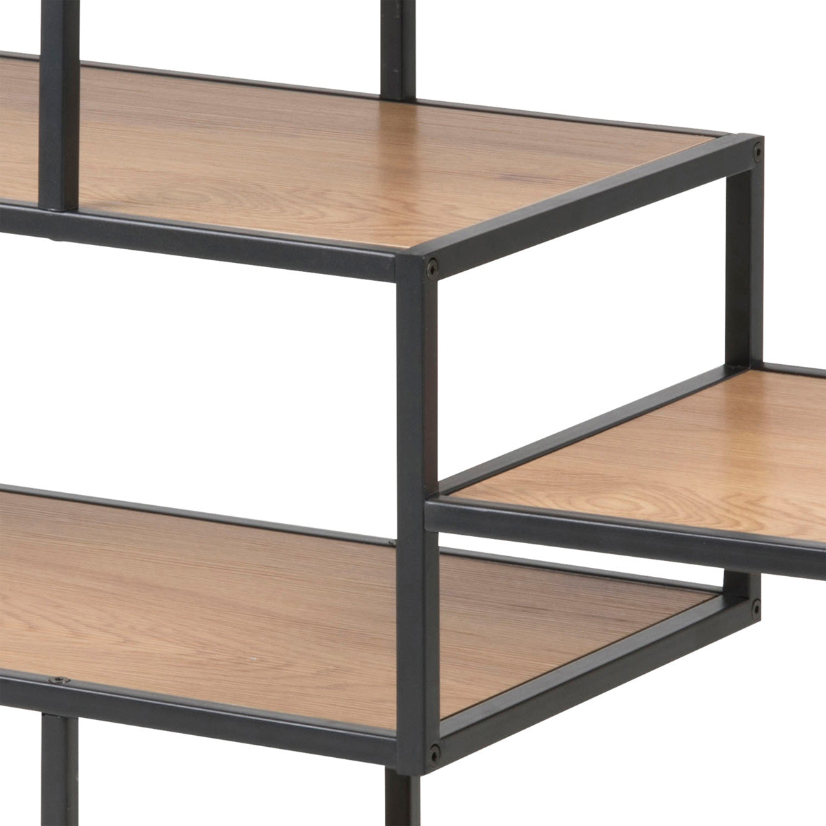 Metal Bookcase Wide in Black With 4 Shelves - Seaford