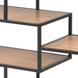 Metal Bookcase Wide in Black With 4 Shelves - Seaford