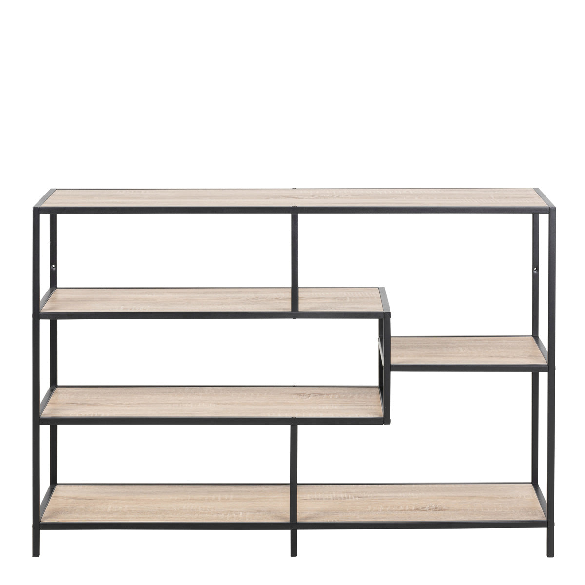 Metal Bookcase Wide in Black With 4 Shelves - Seaford