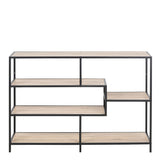 Metal Bookcase Wide in Black With 4 Shelves - Seaford