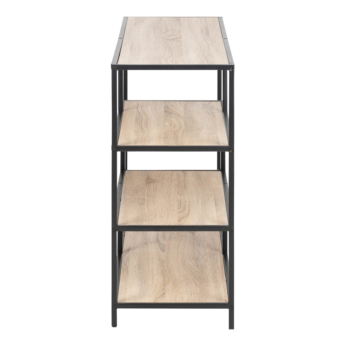 Metal Bookcase Wide in Black With 4 Shelves - Seaford