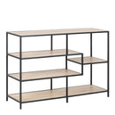 Metal Bookcase Wide in Black With 4 Shelves - Seaford