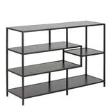 Metal Bookcase Wide in Black With 4 Shelves - Seaford