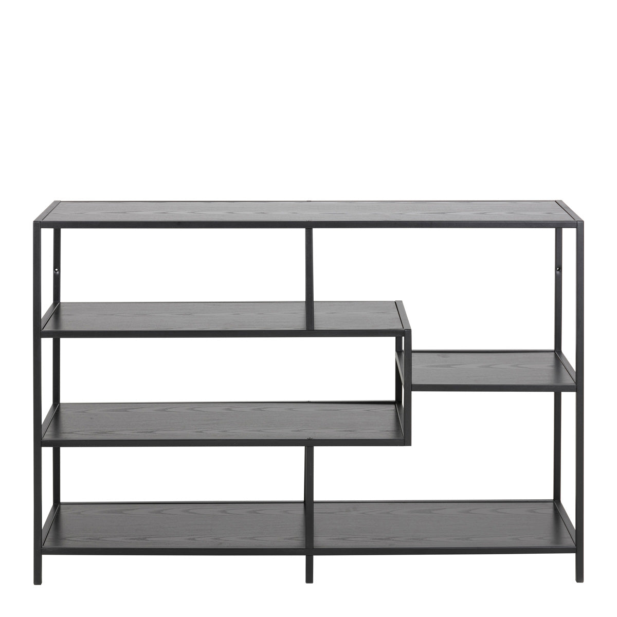 Metal Bookcase Wide in Black With 4 Shelves - Seaford