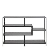 Metal Bookcase Wide in Black With 4 Shelves - Seaford