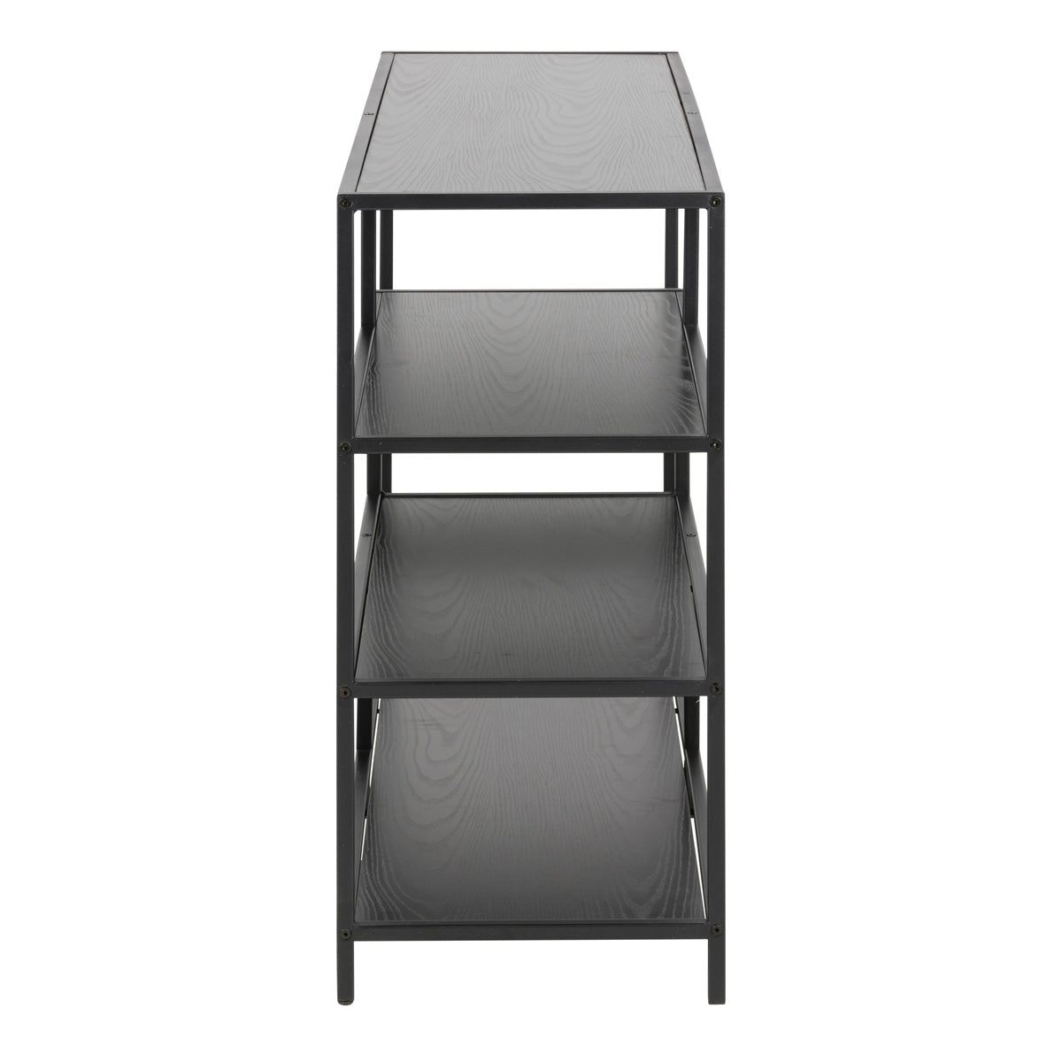 Metal Bookcase Wide in Black With 4 Shelves - Seaford