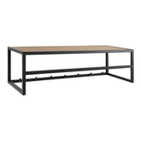 Metal Coat Rack in Black With Wooden Top - Seaford