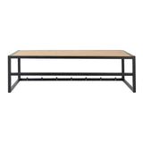 Metal Coat Rack in Black With Wooden Top - Seaford