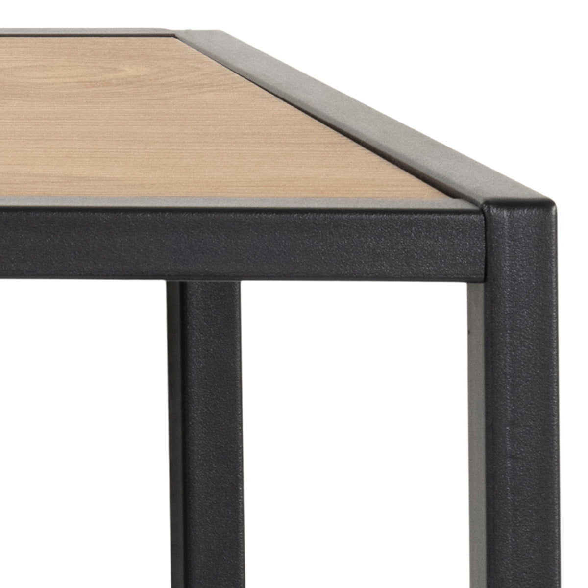 Metal Coat Rack in Black With Wooden Top - Seaford