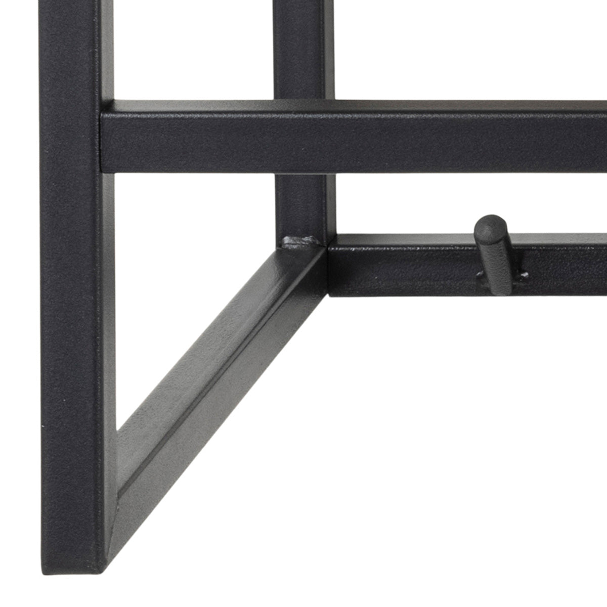 Metal Coat Rack in Black With Wooden Top - Seaford