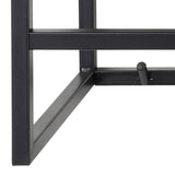 Metal Coat Rack in Black With Wooden Top - Seaford