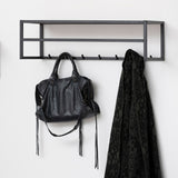 Metal Coat Rack in Black With Wooden Top - Seaford