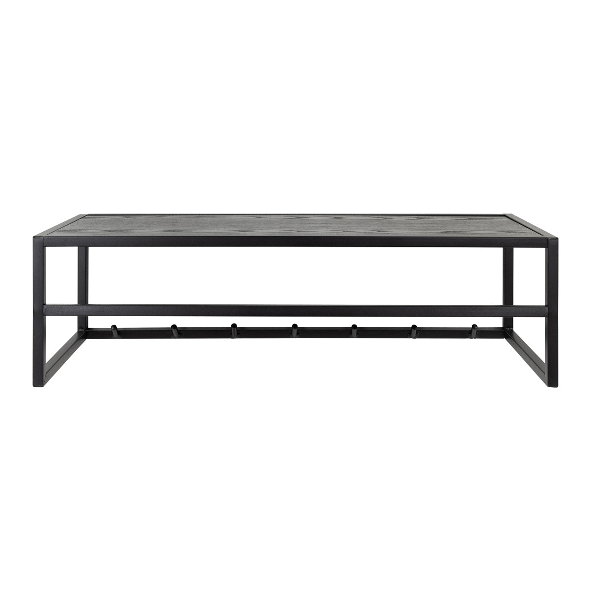Metal Coat Rack in Black With Wooden Top - Seaford