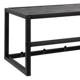 Metal Coat Rack in Black With Wooden Top - Seaford