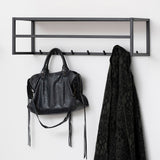Metal Coat Rack in Black With Wooden Top - Seaford
