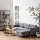 Metal Coffee Table Round in Black With Wooden Top - Seaford
