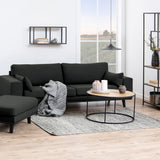 Metal Coffee Table Round in Black With Wooden Top - Seaford
