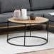 Metal Coffee Table Round in Black With Wooden Top - Seaford