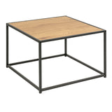 Metal Coffee Table Square in Black With Wooden Top - Seaford