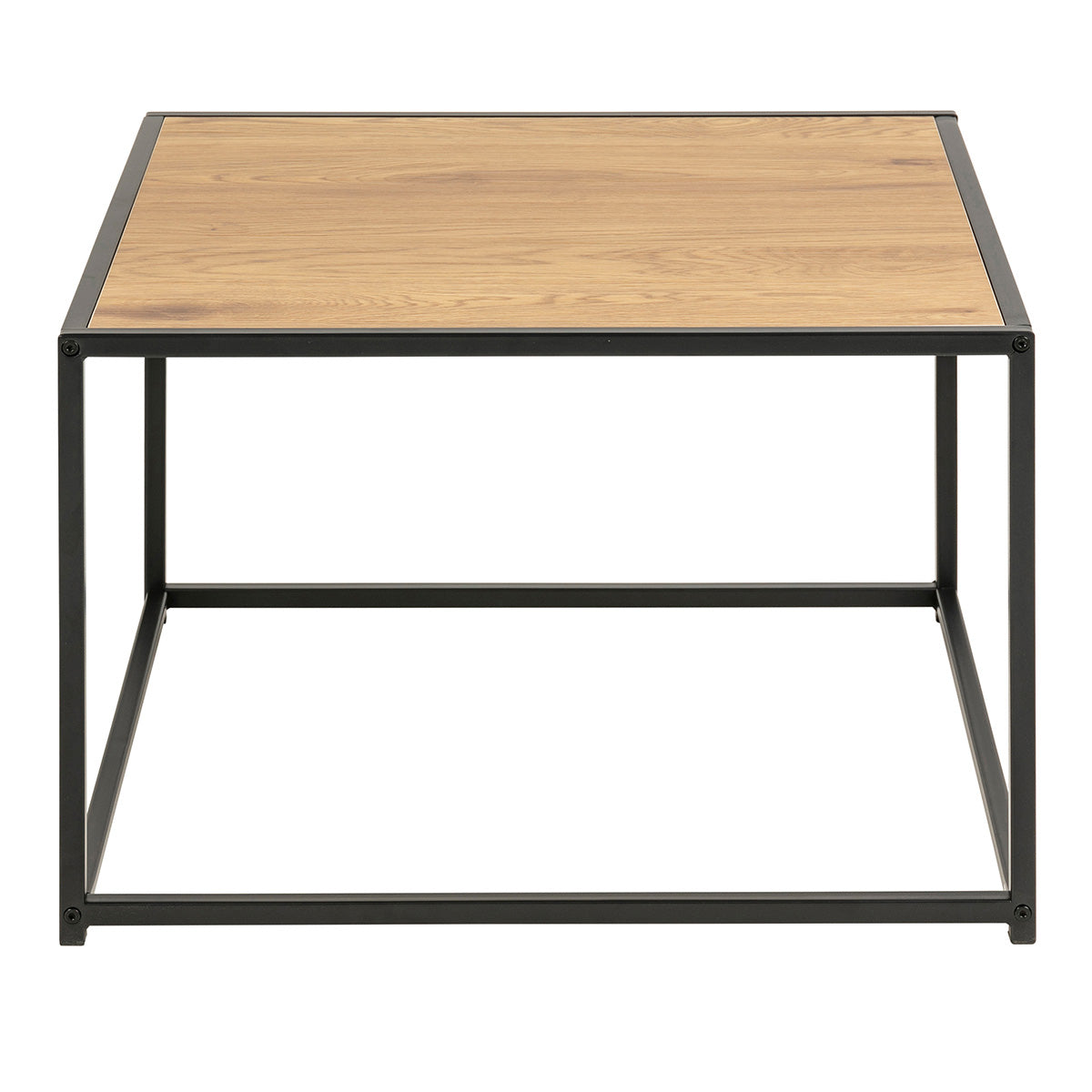 Metal Coffee Table Square in Black With Wooden Top - Seaford