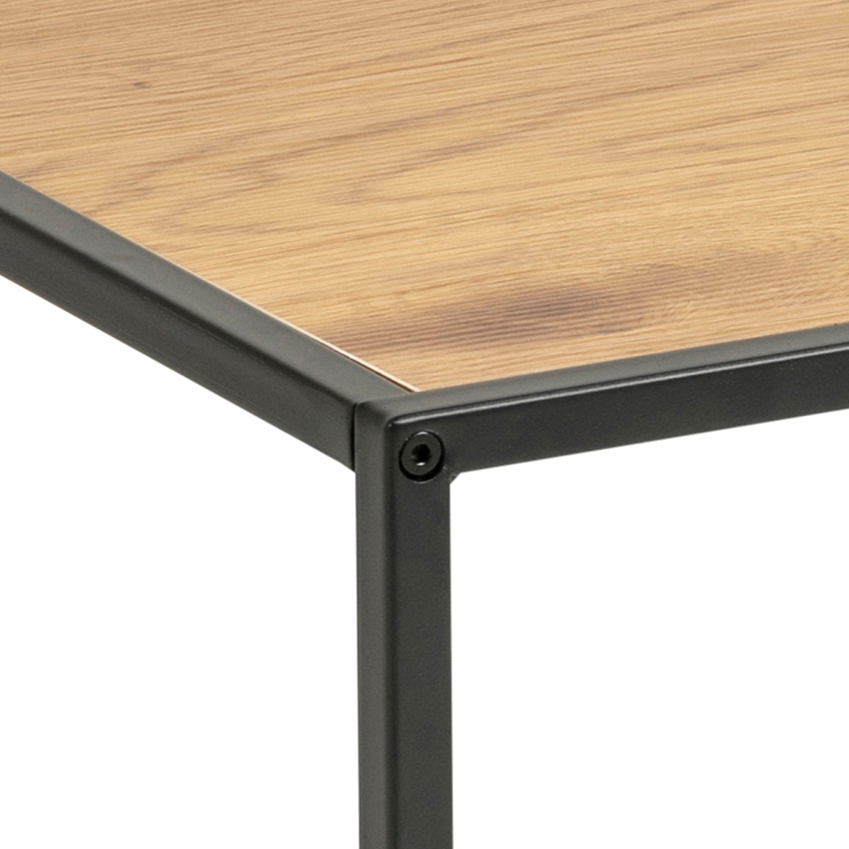 Metal Coffee Table Square in Black With Wooden Top - Seaford