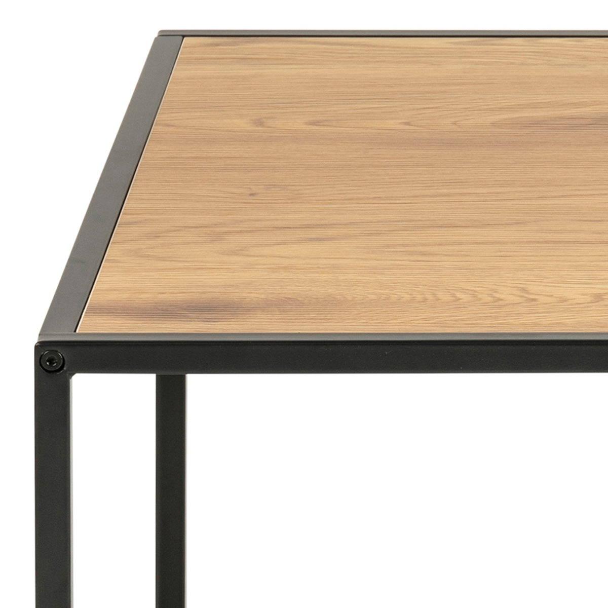 Metal Coffee Table Square in Black With Wooden Top - Seaford