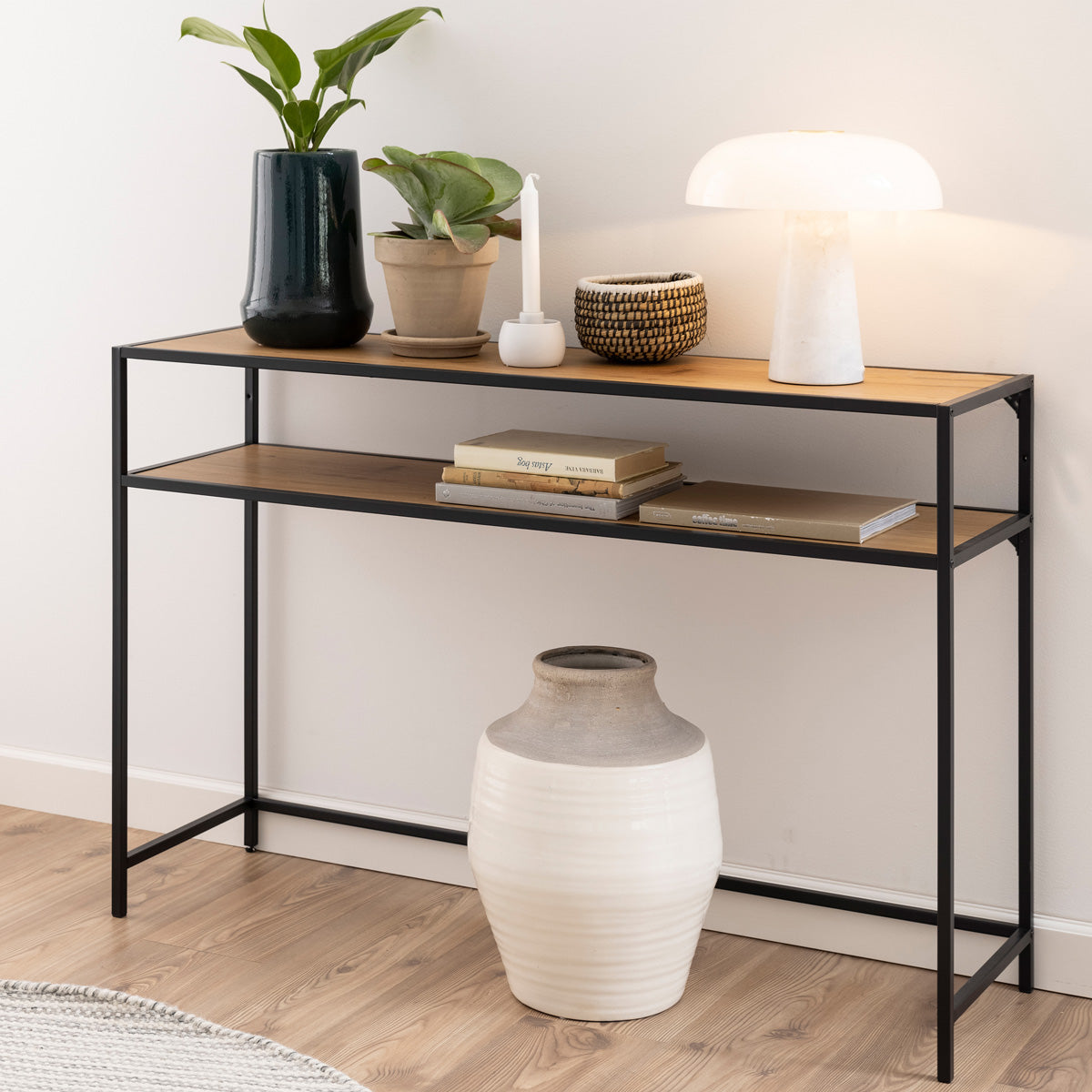 Metal Console Table With Wooden Top - Seaford