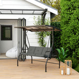 Metal Convertible 3 Seater Garden Swing Bench Bed - Velmora