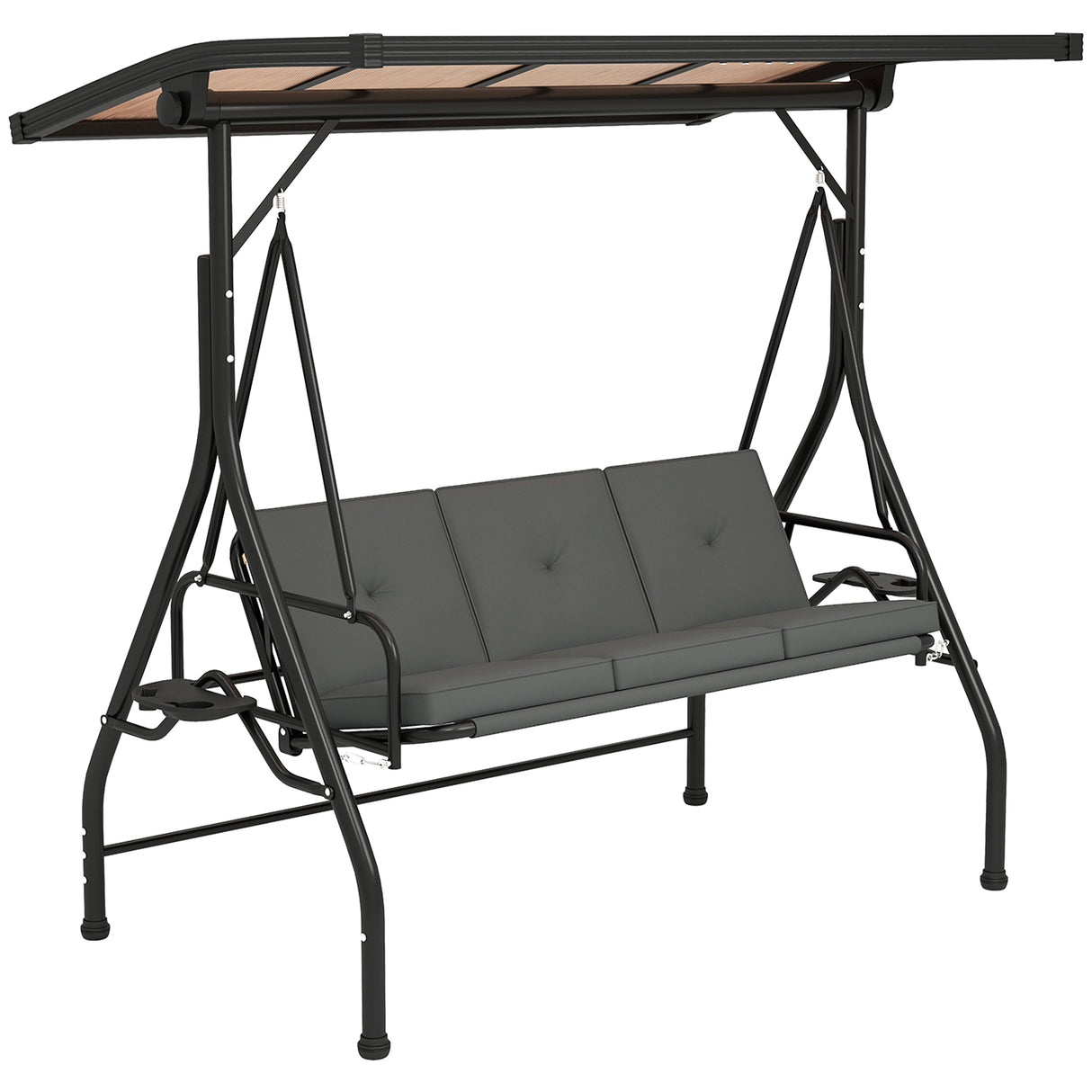 Metal Convertible 3 Seater Garden Swing Bench Bed - Velmora