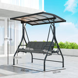 Metal Convertible 3 Seater Garden Swing Bench Bed - Velmora